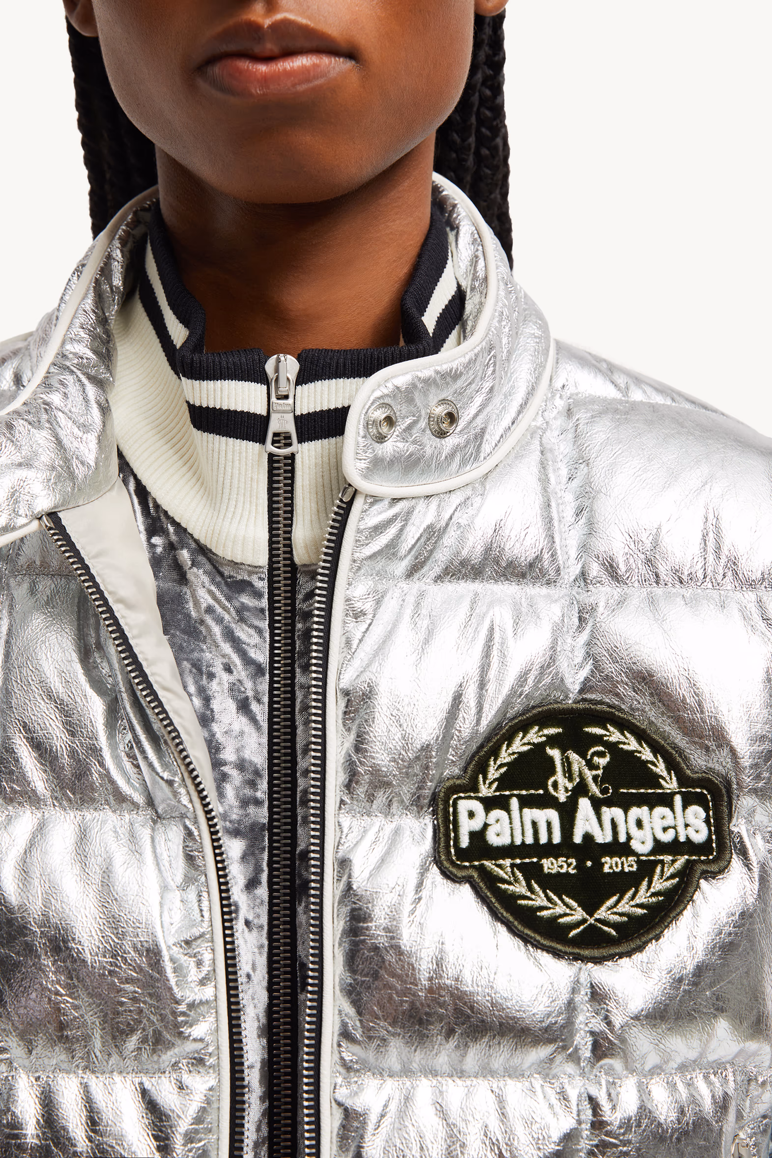 Moncler x Palm Angels Flykra Short Down Jacket Women Silver Moncler 7